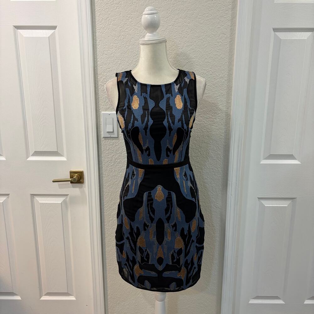 Reiss Zuma Brocade Blue Copper Dress - Picture 2 of 10